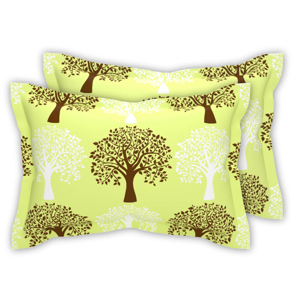 best lime yellow nature tree super king size cotton bedsheets with pillow covers